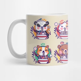 Cute Animals Eat Ramen Kawaii - Packs Mug